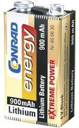 Conrad energy Extreme Power 6LR61 9V batterij (blok) Lithium 900 mAh 9 V 1 stuk(s)