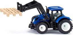 Siku New Holland Tractor met palletvork en pallet metaal/kunststof blauw speelgoedtractor voor kinderen beweegbare voorlader