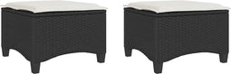 vidaXL - Tuinkrukken - met - kussens - 2 - st - 55x55x36 - cm - poly - rattan - zwart