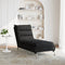 vidaXL - Chaise - longue - met - kussens - stof - zwart