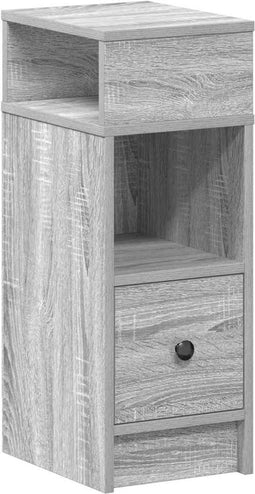 vidaXL - Nachtkastje - met - lade - 25x31x66 - cm - grijs - sonoma - eikenkleurig