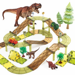 JUST23 KBGR80 - Magnetische Tegels Racebaan - 80 Stuks - Dinosaurus Speelgoed - Educatief en Creatief