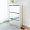 vidaXL - Schoenenkast - met - spiegel - 3-laags - 63x17x102,5 - cm - betongrijs