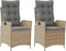 vidaXL - Tuinstoelen - 2 - st - verstelbaar - kussens - poly - rattan - gemengd - beige