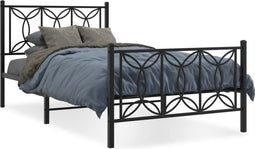 vidaXL - Bedframe - met - hoofd- - en - voeteneinde - metaal - zwart - 100x200 - cm