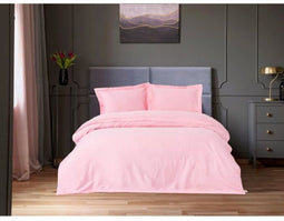 Beddengoedset - Dekbedovertrek 240 x 220 cm + 2 kussenslopen 60 x 60 cm - 100% katoensatijn - Roze (2 stuks)