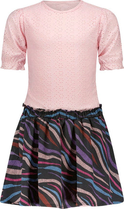 B. Nosy Meisjes Jurk - Maat 140 - Broderie effect - Zebra print (2022)
