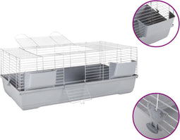 vidaXL - Dierenhok - kleine - dieren - 118x59x46 - cm - polypropeen - metaal - grijs