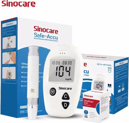 Sinocare Safe-Accu - Glucosemeter - Startpakket met 50 teststrips & 50 lancetten - Blauw