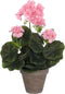Mica Decorations Geranium Kunstplant in Bloempot Stan - H34 x Ø20 cm - Roze