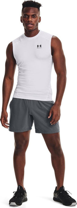 Under Armour UA HG Armour Comp SL-WHT - Heren Sportshirt - Compressie - Wit - Zwart