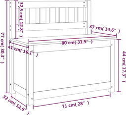 vidaXL - Bankje - 80x41x77 - cm - massief - grenenhout - grijs