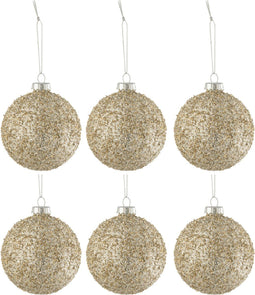 J-Line kerstbal Blinkend - glas - goud - large - doos van 4