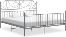 vidaXL - Bedframe - metaal - grijs - 200x200 - cm