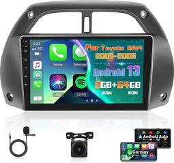NHOPEEW 2+64G Android Autoradio voor Toyota RAV4 2001-2006 - 9 inch Touchscreen - CarPlay & Android Auto