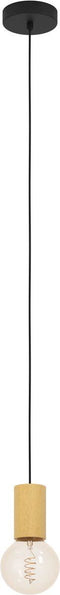 EGLO Pozueta 1 - Hanglamp - E27 - Hoogte verstelbaar tot 110 cm - Zwart/Bruin