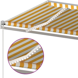 vidaXL - Luifel - handmatig - uittrekbaar - met - LED - 450x300 - cm - geel - en - wit