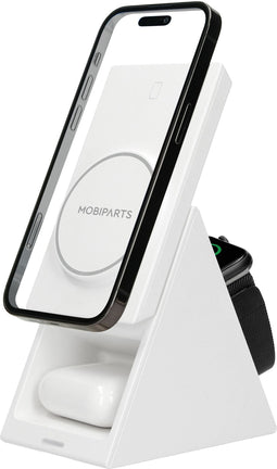 Mobiparts Wireless 3 in 1 Charger - Draadloze Oplader 15W - MagSafe Geschikt - Wit