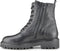 PS Poelman Leta - Dames Leren Enkellaarzen met Veters en Rits - Chunky Plateauzool 4,5 cm - Zwart Tumble - Maat 41
