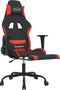 vidaXL - Gamestoel - met - voetensteun - stof - zwart - en - rood