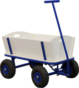 Sunny Billy Beach Wagon Bolderkar Blauw - Blank hout - Bolderwagen met luchtbanden - 94x61x97cm