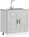 vidaXL - Spoelbakonderkast - Kalmar - 80x46x81,5 - cm - bewerkt - hout - betongrijs