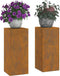 vidaXL - Buitenplantenstands - Pilaar - 2 - stuks - 24x24x55 - cm - Verweerd - Staal
