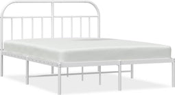 vidaXL - Bedframe - met - hoofdbord - metaal - wit - 150x200 - cm