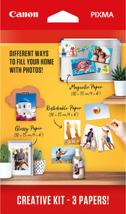 Canon Pixma Creative Kit - 5x Magnetisch fotopapier - 5x Herplakbaar fotopapier - 50x Glossy fotopapier Extra II (PP-201) (1 set)