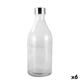 Glazen fles La Mediterránea Metaal Glas 1 L (6 Stuks)