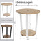 Woltu Ronde Salontafel BTS13hei - Licht Eikenhout - 50x53x50 cm - Met 2 Opbergrekken - Stabiele