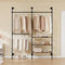 SoBuy - Industrieel Kledingrek - 3 Stangen 3 MDF-Planken - Zwart