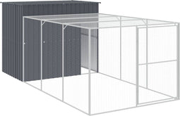 vidaXL - Hondenhok - met - ren - 214x457x181 - cm - gegalvaniseerd - staal - antraciet