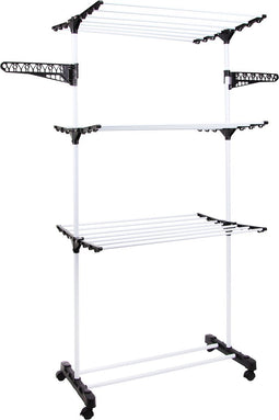 Niceey Droogtoren - 45m drooglengte - Op Wieltjes - Droogrek - Wasrek inklapbaar - Verstelbaar - Wit/Zwart
