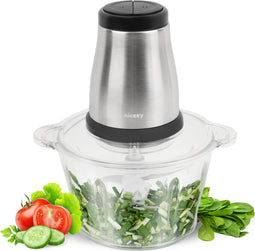 Niceey Hakmolen - Groentesnijder - Uiensnijder - Foodprocessor - Elektrisch - 2 Snelheden - 500W - 2L - Glazen Kom