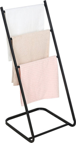 Niceey Handdoekrek - 3 Armen - Handdoekstang - Handdoekenrek Badkamer - Handdoekhouder Vrijstaand - Metaal - Anti-Kras Viltjes - Zwart
