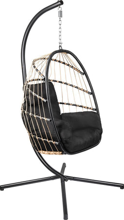Niceey Hangstoel - Hangstoel buiten - Tuinmeubel - Rotan - met Kussens - Hangstoel met Standaard