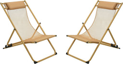 Niceey Ligstoel Met hoofdkussen - Strandstoel - Set van 2 - Geel