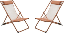 Niceey Ligstoel - Strandstoel - Met Hoofdkussen - Set van 2 - Rood