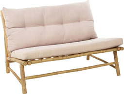 Niceey Loungebank met Kussens - Tuinbank - Voor Binnen & Buiten - Bamboe - Wit