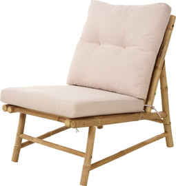 Niceey Loungestoel met Kussens - Strandstoel - Voor Binnen & Buiten- Bamboe - Wit