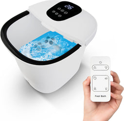 Niceey Massage Voetenbad 3XL – Automatische Massage Rollers - Tot 48°C - Elektrisch Voetbad met Bubbelfunctie – Infrarood Voetmassage - Met Afstandsbediening - 14L - Wit
