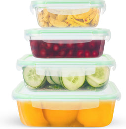 Niceey Meal Prep Bakjes - 4 Stuks - Glas - Vershoudbakjes Set met Deksel - Magnetron Bakjes met Deksel - Diepvriesbakjes