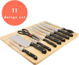 Niceey Messenset met Messenslijper - 11 Delig - Met Snijplank - Met Schaar en Aanzetstaal - Krasbestendige Coating