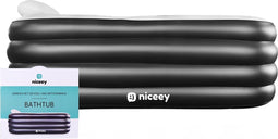 Niceey Opblaasbaar Bad voor Volwassenen – Ligbad – IJsbad - Opblaasbaar Badkuip – Opblaasbad - Opvouwbaar Zitbad – Incl. Elektrische Pomp - Zwart