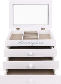 Niceey Sieradendoos - Sieradendozen - Sieradenhouder - Sieraden Opbergers - Juwelendoos - Sieraden doosje Meisje - Doos - Organizer - Meisjes/Dames - Wit