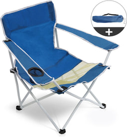 Niceey Strandstoel Opvouwbaar - met Bekerhouder - Inklapbaar - Campingstoel - Tuinstoel - Met Draagtas - Blauw