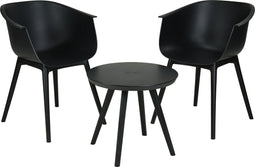 Niceey Tuinset - 3 Delig - Tuintafel met stoelen - Balkonset - Weerbesteding - Polypropyleen - Zwart