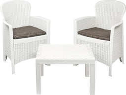 Niceey Tuinset Akita - 3 Delig - Tuinstoel - Wit