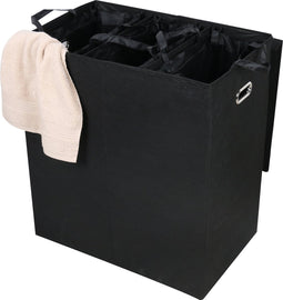 Niceey Wasmand 3 Vakken - met Uitneembare Zakken - Wassorteerder - Opvouwbaar - 120L - Inklapbaar - Zwart